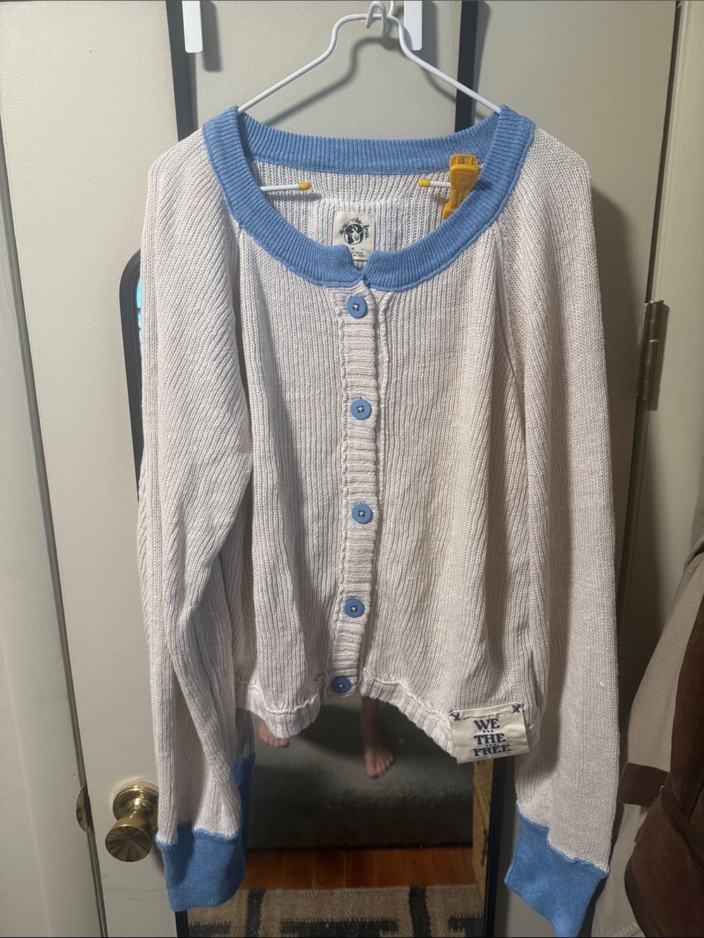 NWT Free people barnacle isle combo Button-front knit cardigan SZ XL